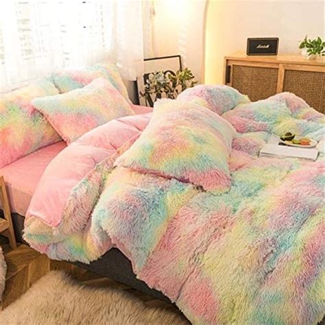 Plush Shaggy Duvet Cover Set Luxury Ultra Soft Crystal Velvet Bedding Sets 2 Pieces 1 Faux Fur
