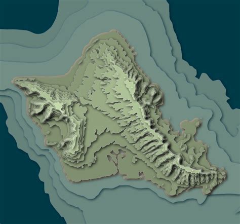 Oahu Hawaii 3d Topographic Map 135 X 135