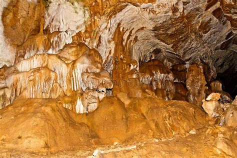 Limestone Formations On The Wall Of An Underground Cave Stock Photo