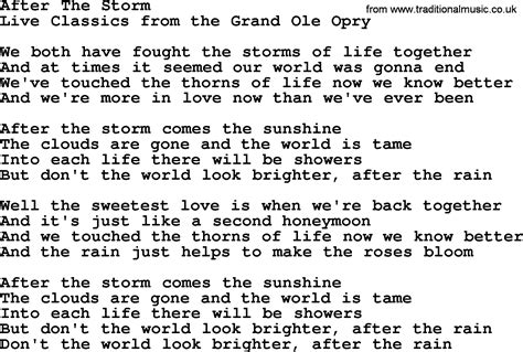 After The Storm By Marty Robbins Lyrics