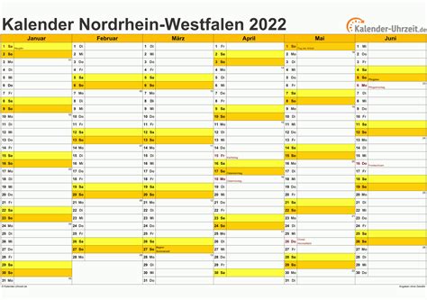 Kalender 2022 mit feiertagen bayern zum ausdrucken. Feiertage 2022 Nordrhein-Westfalen + Kalender