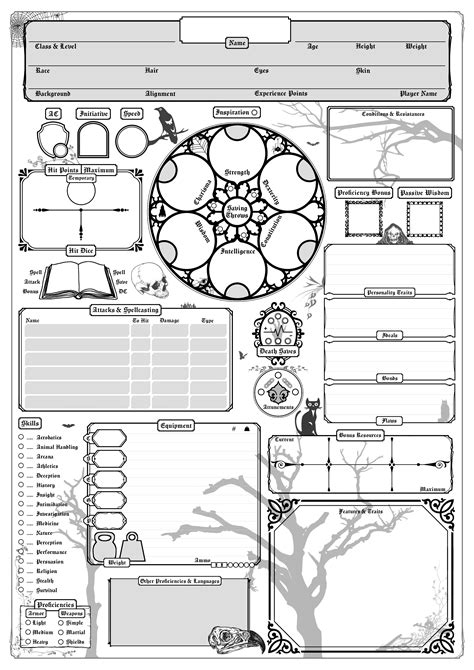 5e Character Sheet Printable Printable Templates