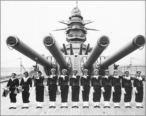 Crew Standing At Attention On The French Battleship Strasbourg In 1940
