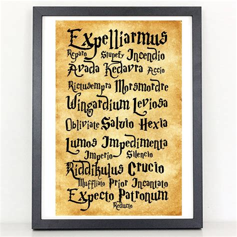 Creates a gush of water from the tip of the spell caster's wand. Harry Potter Spells Poster | Fancy.com
