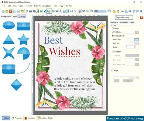 Print your greeting card or share it online. Greeting Card Maker Software creates occasional greeting cards - FreeBarcodeSoftware