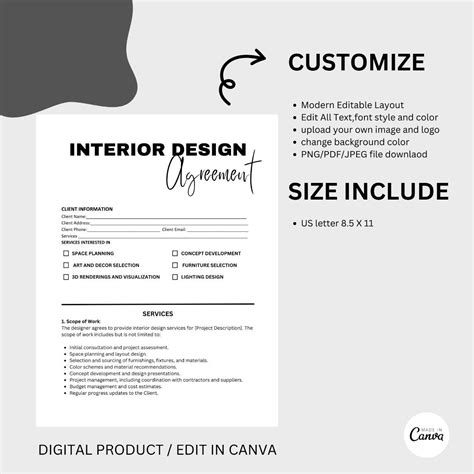 Interior Design Contract Template Interior Designer Service Agreement
