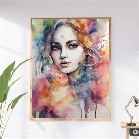 4 Watercolor Wall Art Of Woman With Flowers Catchy Ideaz