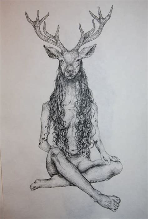 The Deer Woman A3 With Pen By Misias Art More Misiasart