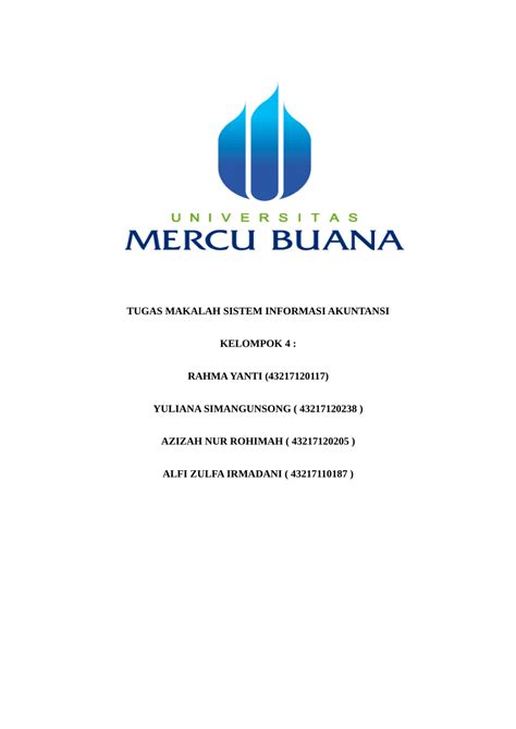 (PDF) TUGAS SIA KELOMPOK 4 UNIVERSITAS MERCU BUANA JAKARTA