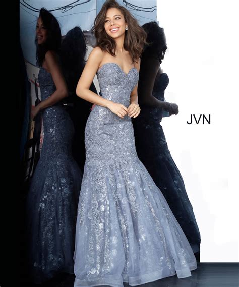 Jvn00874 Dress Jvn Grey Sweetheart Neckline Mermaid Prom Dress