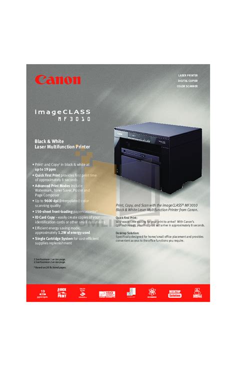 (canon usa) with respect to the canon imageclass series. Download free pdf for Canon imageCLASS MF3010 ...