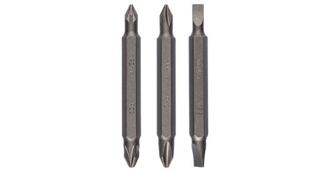 Double ended bits feature a screwdriver bit on either end (either the same or different types). Double Ended Screwdriver Bit Set 3 Pieces Mixed (S, PH, PZ ...