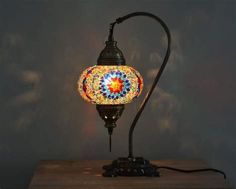 Buy Lamodahome Turkish Lamp Colorful Mosaic Glass Decorative Table Lamp
