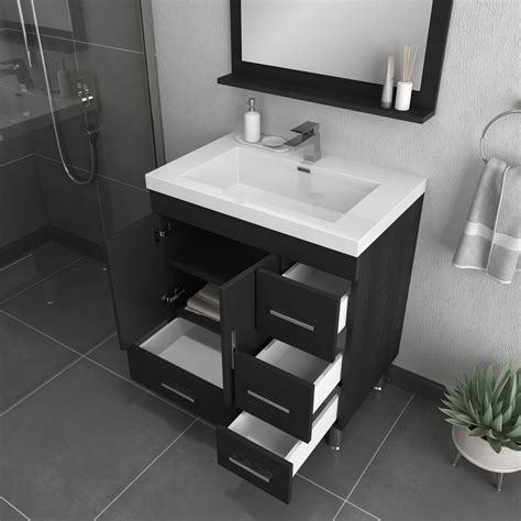 Alya Bath Ripley 30 Inch Modern Bathroom Vanity With Drawers Black