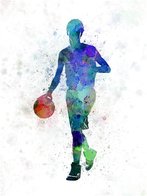 Young Man Basketball Player Dribbling Painting By Pablo Romero Fine