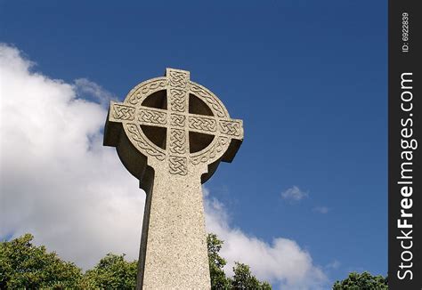 Ancient Celtic Cross Against Sky In Wales Free Stock Images And Photos