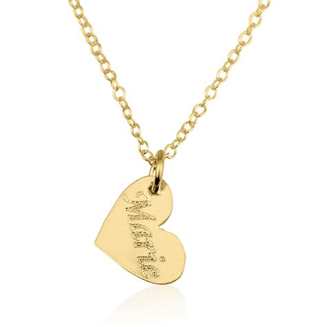 Personalized Gold Plated Vertical Heart Name Necklace Persjewel