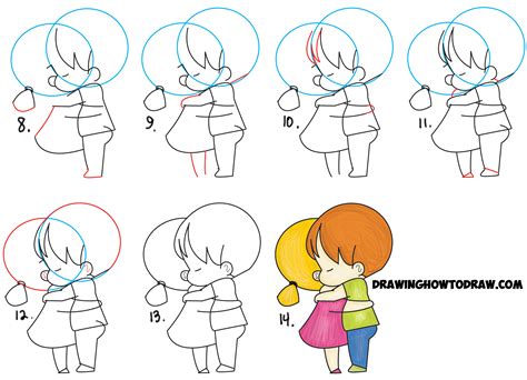 How To Draw Chibi Girl And Boy Hugging Cute Kawaii Cartoon Children