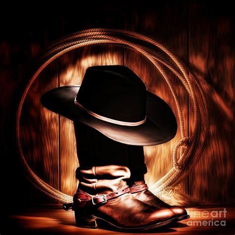 Tribal cowboy hat and boot stock illustration. Cow Boy Boot And Hat Painting by Gull G
