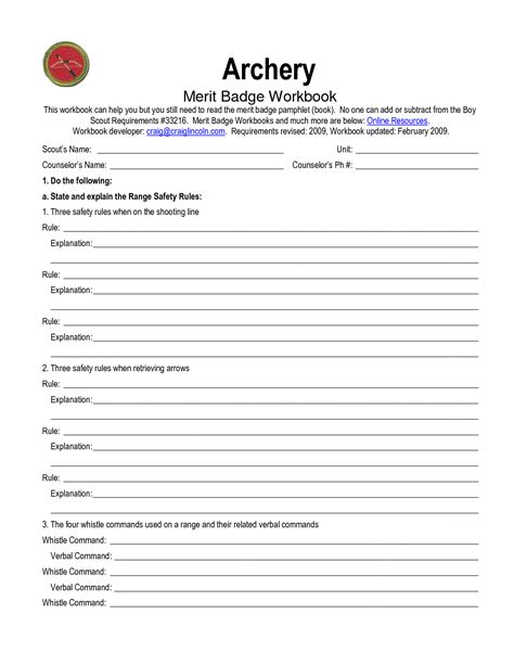 5 Boy Scout Merit Badge Worksheets