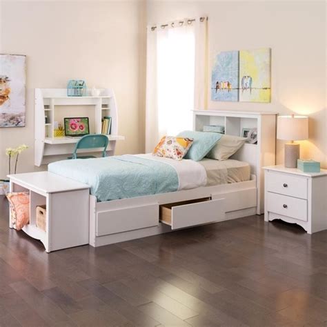 Support frame insert eliminates the need for a box spring. Monterey White Twin Platform Storage Bed - WBT-4100-2K