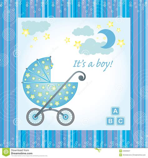 This greeting card template that is embedded with planets, stars, and airship clipart images, will fairly highlight the space theme. Baby Boy Birth Card Royalty Free Stock Photography - Image ...