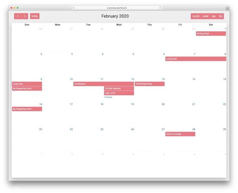 Html Calendar Template