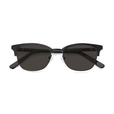 black narrow retro vintage browline tinted sunglasses with gray sunwear lenses 17463 tinted