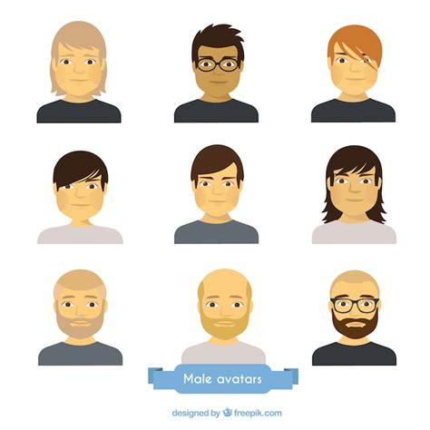 Male Avatars Collection Vector Free Download