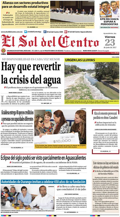 Periódico El Sol Del Centro México Periódicos De México Edición De