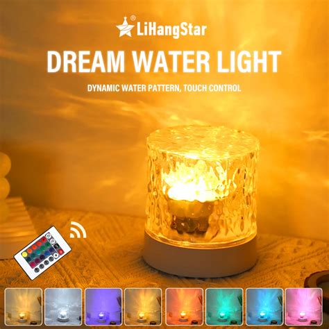 Led Water Ripple Ambiance Night Light Usb Rotating Projection Crystal