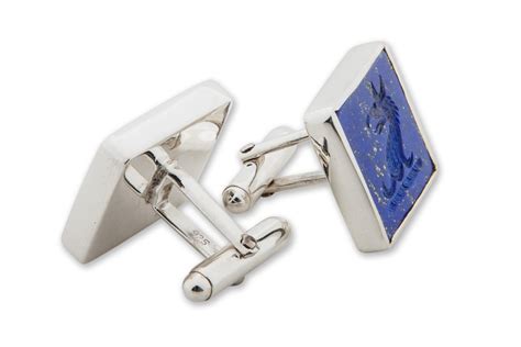 Lapis Griffin Cufflinks Genuine Gemstone Heraldic Sterling Silver