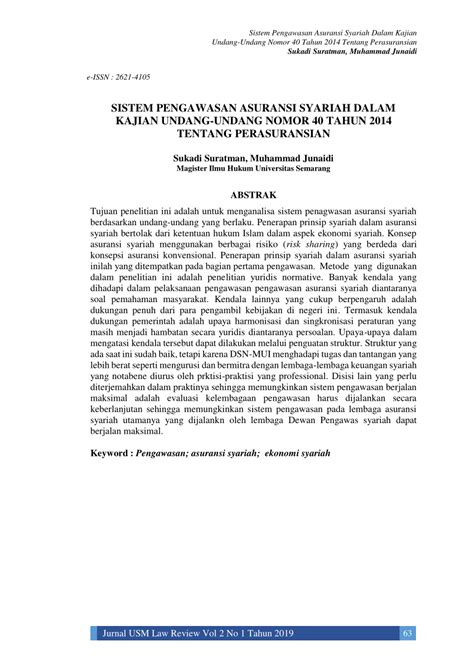 Hal inilah yang menjadi dasar. (PDF) Sistem Pengawasan Asuransi Syariah Dalam Kajian ...