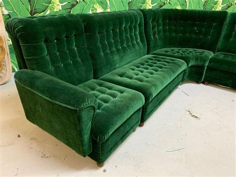 Find something extraordinary for the product is the plushest, deepest and widest of sofa designs. Midcentury Green Velvet Tufted Sectional Sofa For Sale at ...