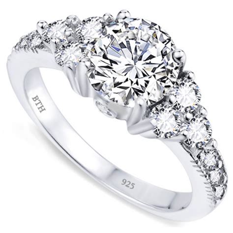 Ladies 925 Sterling Silver Engagement Band Ring