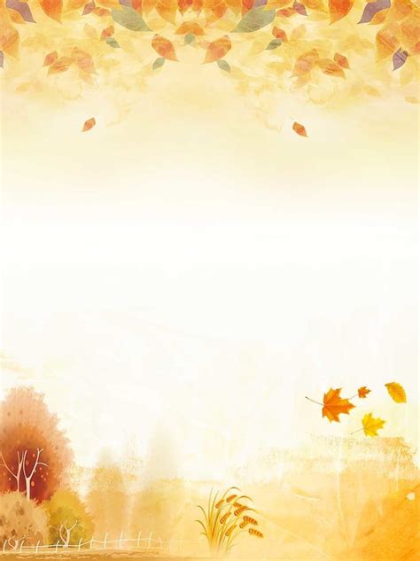 Simple Vertical Autumn Golden Background Illustration Golden Leaves