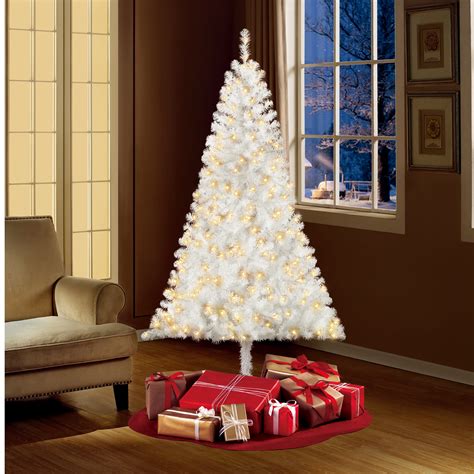 holiday time pre lit 6 5 madison pine white artificial christmas tree clear lights