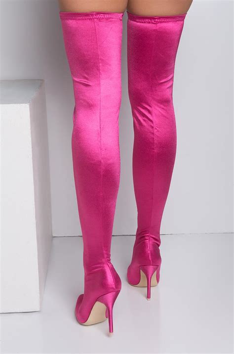 Lyst Akira Bubblegum Thigh High Boots In Pink