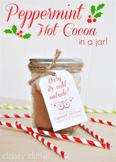 Peppermint Hot Cocoa In A Jar Free Printables Classy Clutter