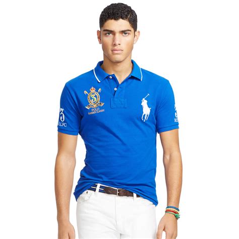 Polo ralph lauren orange navy blue big pony classic shirt summer spring s rl 67. Lyst - Polo Ralph Lauren Custom-fit Big Pony Polo Shirt in ...
