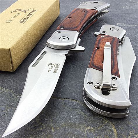 8 5 elk ridge wood spring assisted folding pocket knife open assist edc blade ebay