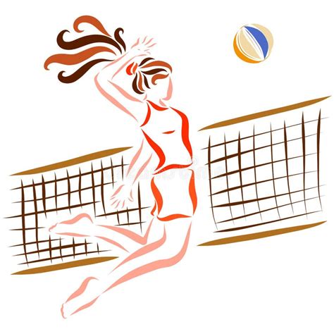 Sporty Girl Playing Volleyball Jump Stock Illustration Illustration