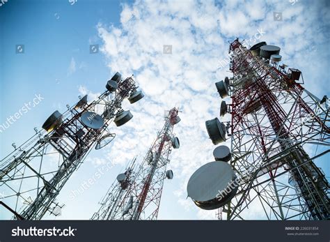 Telecommunication Mast Tv Antennas Wireless Technology Stock Photo