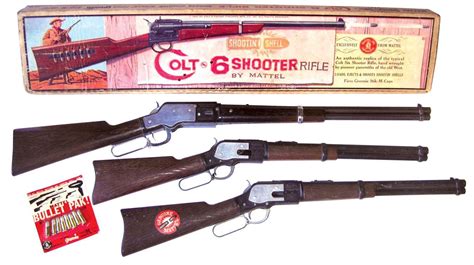 Mattel Shootin Shell Items 5 Includes Colt 6 Shooter Rifle Box
