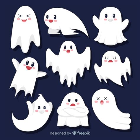 Colección De Fantasmas De Halloween Plana De Dibujos Animados Lindo