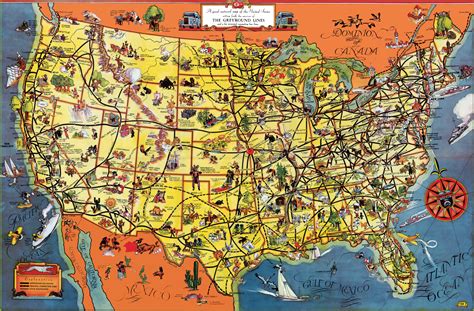 Large Detailed Tourist Illustrated Map Of The Usa Usa United States
