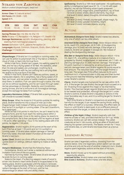 Curse Of Strahd Reloaded Revised Statblocks For Strahd And The Brides