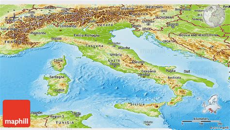 Physical Panoramic Map Of Italy