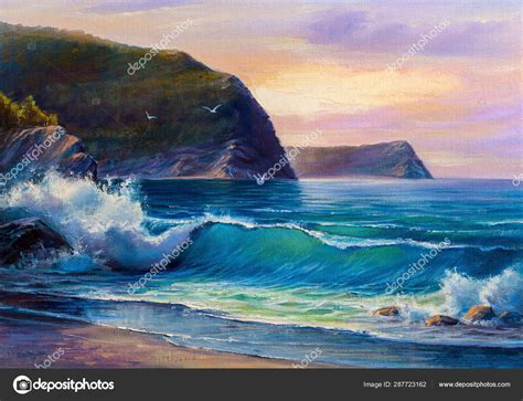 Painting Seascape Sea Wave Stock Photo By ©sbelov 287723162