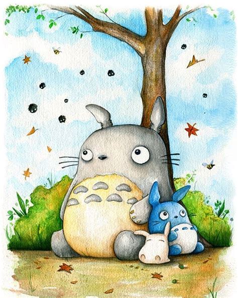 Finished Up This Totoro Watercolor Tonight Having A Lot Of Fun